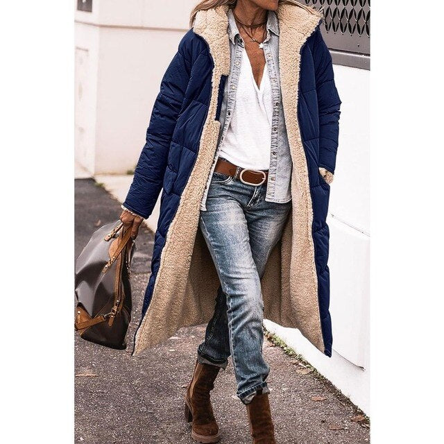 R&B | Wärmer Damen Mantel Aus Sherpa-Fleece mit Kapuze