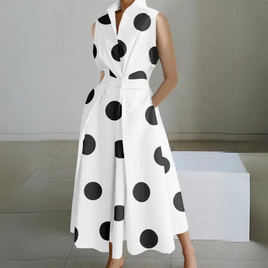 R&B | Ärmelloses Polka-Dot Midi-Kleid