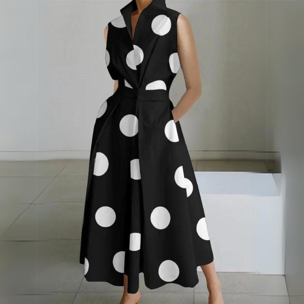 R&B | Ärmelloses Polka-Dot Midi-Kleid