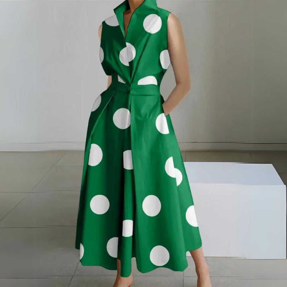 R&B | Ärmelloses Polka-Dot Midi-Kleid