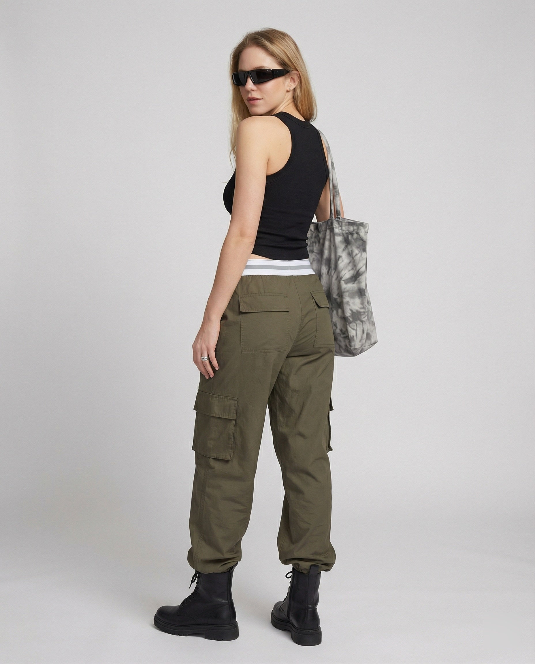 Damen Tanktop Figurbetont Kontrast-Design Breite Träger