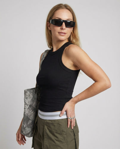 Damen Tanktop Figurbetont Kontrast-Design Breite Träger