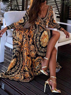 Wickelkleid | Boho Damenkleid mit Schlitz