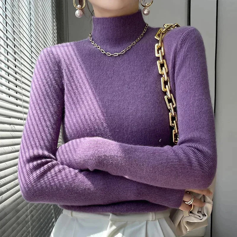 R&B | Strickpullover mit Halbem Rollkragen und Langen Ärmeln