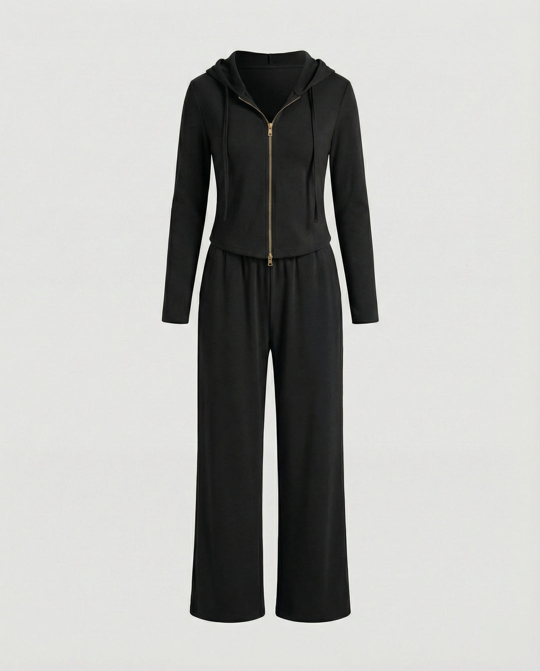 Zweiteiliges Damen Hausanzug Set mit Kapuzenpullover und gerader Hose