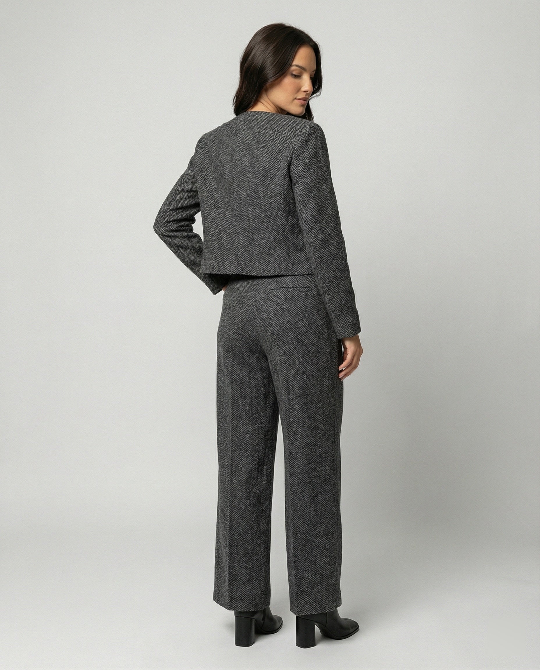 Zweiteiliges Damen Herbst-Set Casual Sportlicher Koreanischer Stil Grau Schwarz