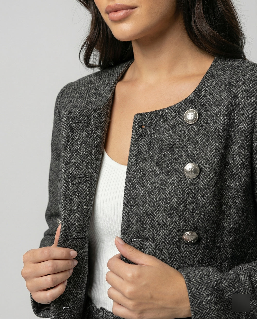 Zweiteiliges Damen Herbst-Set Casual Sportlicher Koreanischer Stil Grau Schwarz