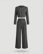 Zweiteiliges Damen Herbst-Set Casual Sportlicher Koreanischer Stil Grau Schwarz