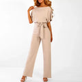 R&B | Eleganter Beiger Jumpsuit mit Gürtel