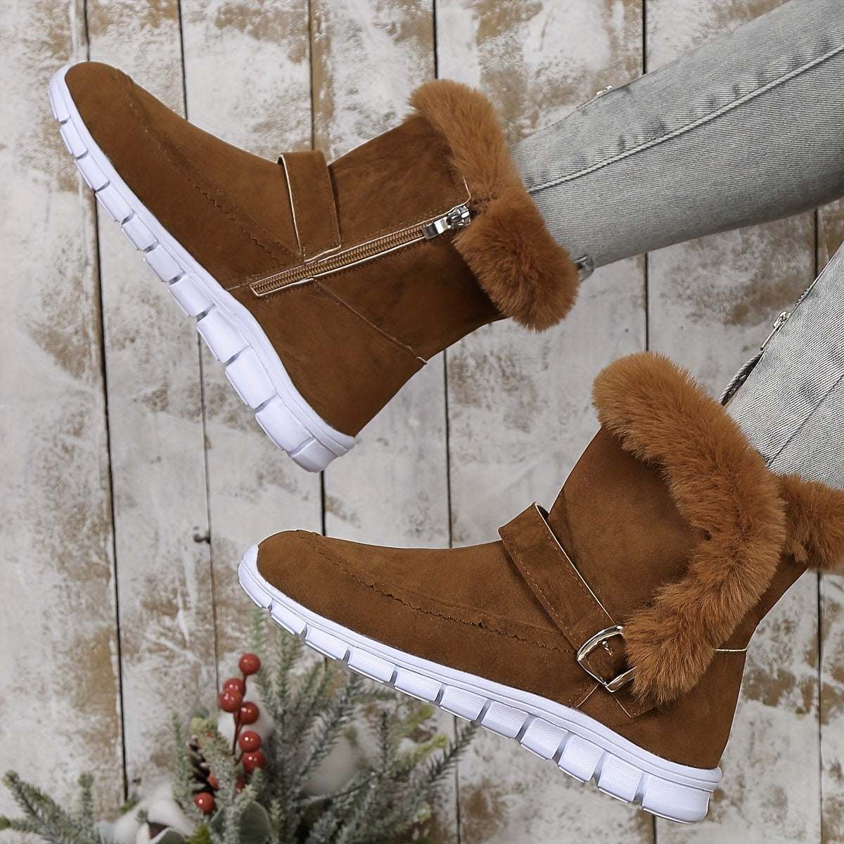 R&B | Schneestiefel mit Schnalle und Seitenreißverschluss