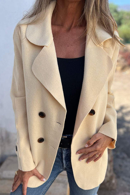 R&B | Farbe Revers Langarm Knopf Freizeitjacke