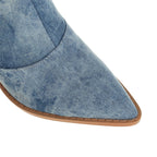R&B | Nischen Schlitz Spitze Zehe Ultra Hohe Absatz Hohe Röhre Denim Stiefel