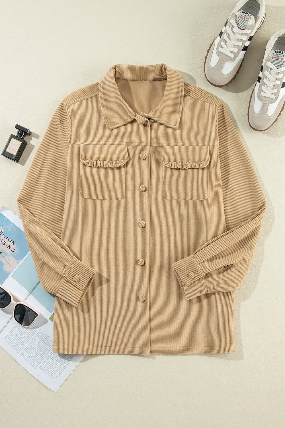 R&B | Cordurahemdjacke mit Rüschendetails Baumwollmischung Elegant und Modern