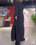 Evia | Lockeres langes Kleid mit Revers und Seitenschlitz