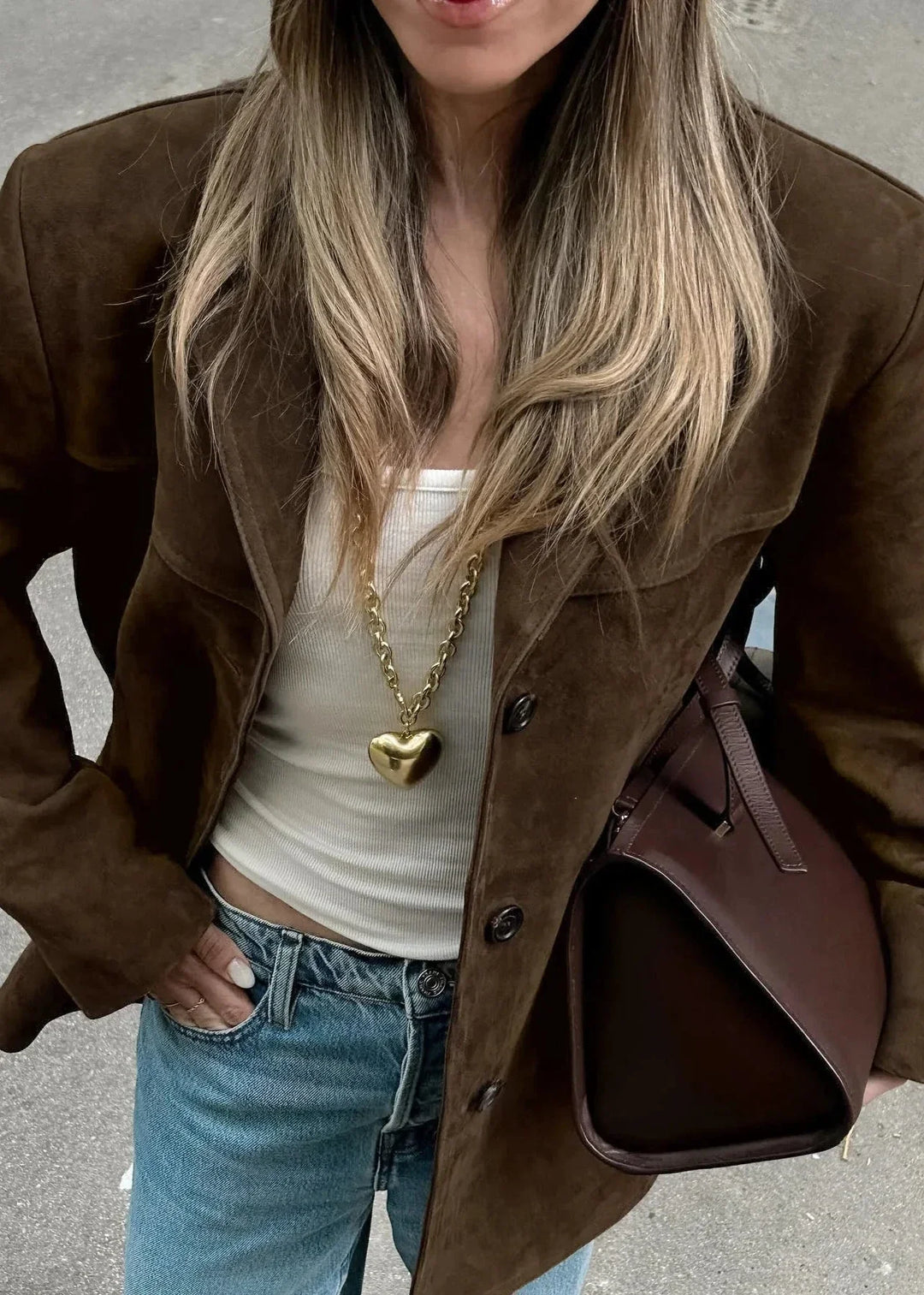 R&B | Samt Wildlederjacke mit Retro-Revers
