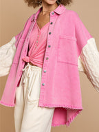 R&B | Kabelstrick Raw Hem Denim Jacke