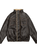 R&B | Inspirierte Lammfleece gefütterte Lederjacke – Unisex-Stil