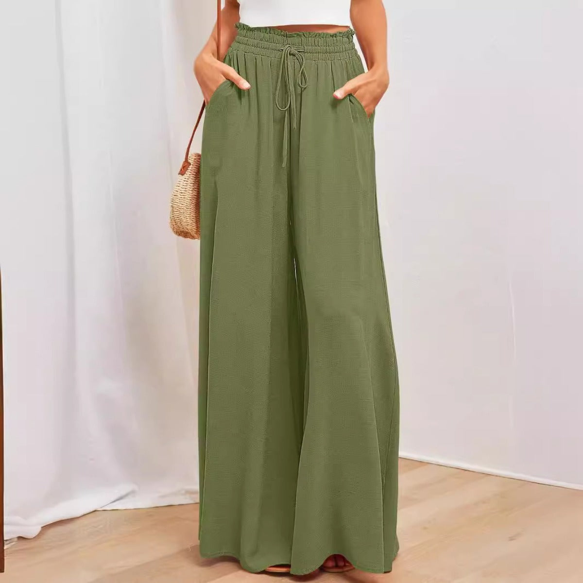 R&B | Elastischer Gürtel Weites Bein Hohe Taille Hose