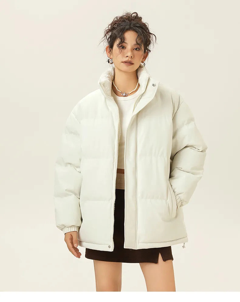 R&B | Lockere Jacke mit Stehkragen aus dickem, warmem Baumwollstoff
