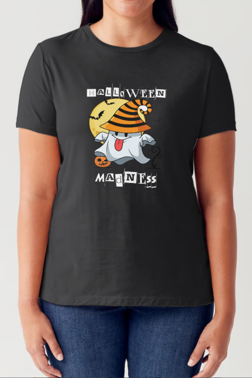 R&B | Simply Love Vollgröße Halloween-Wahn Kurzarm Tubular T-Shirt