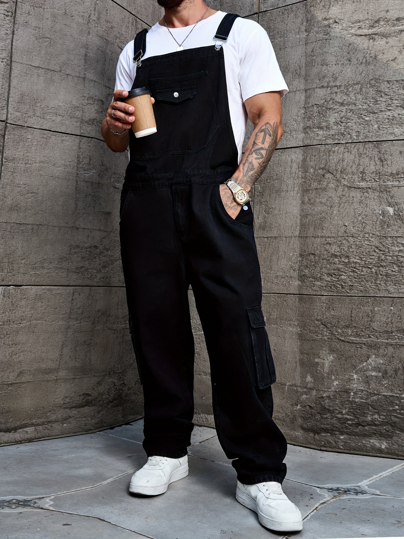 R&B | Große Größen Jeanslook Overall In Einfarbig