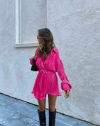 R&B | Langärmeliges Kleid mit Schnürsenkeln und elastischer Taille