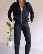 R&B | Lässiges Jacquard-Cardigan-Set mit Twist-Design