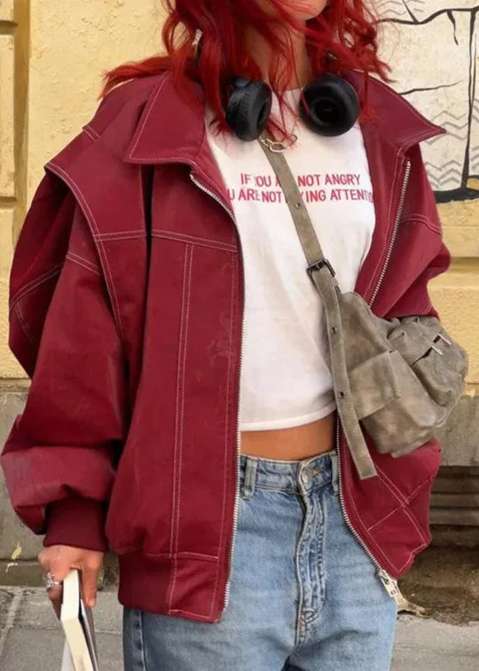 R&B | Weinroter Reißverschlussjacke