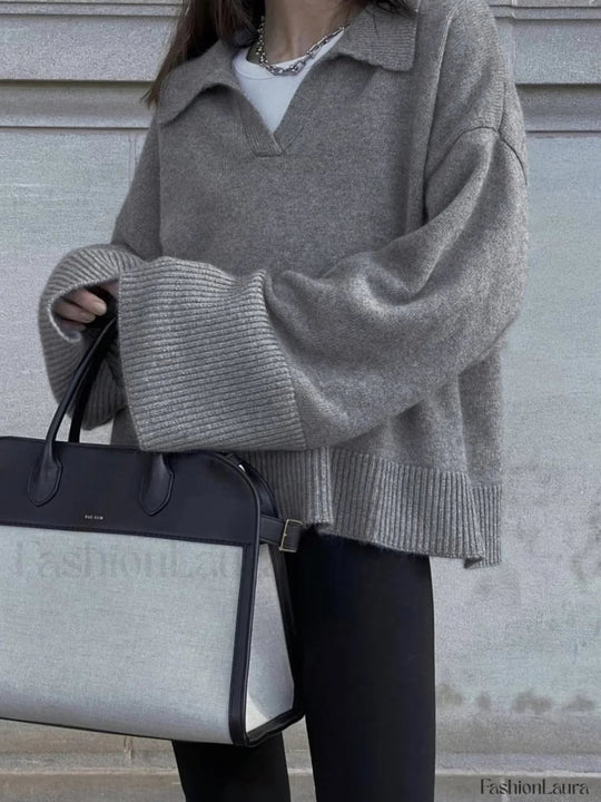 R&B | Gemütlicher Minimalistischer Übergroßer Strickpullover