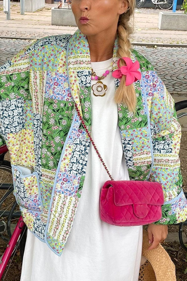 R&B | Mehrfach-Patchwork-Druck mit Taschen Entspanntes Baumwolljacke