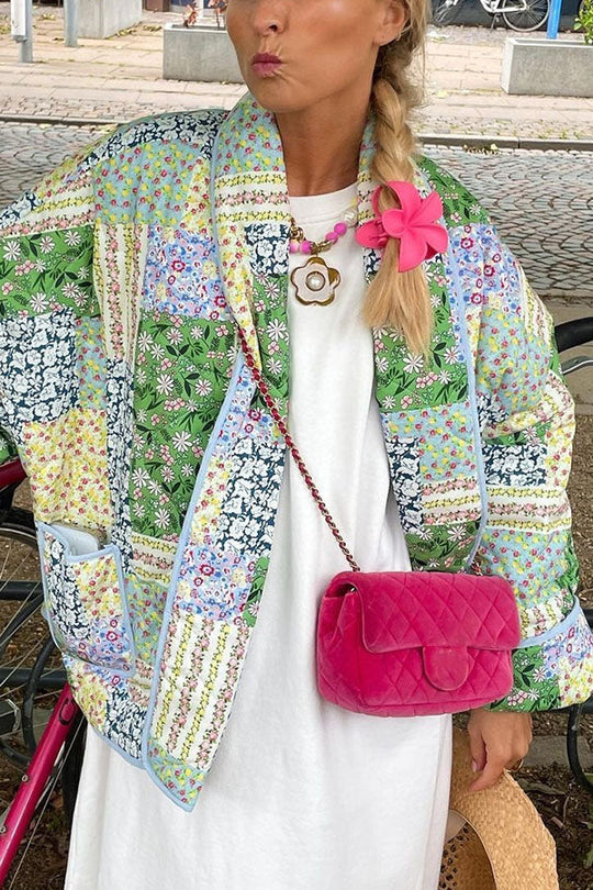 R&B | Mehrfach-Patchwork-Druck mit Taschen Entspanntes Baumwolljacke
