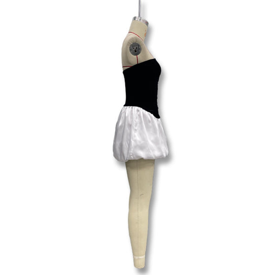 R&B | Kontrastierende Farbe einreihig Tube Top Kleid Kleid