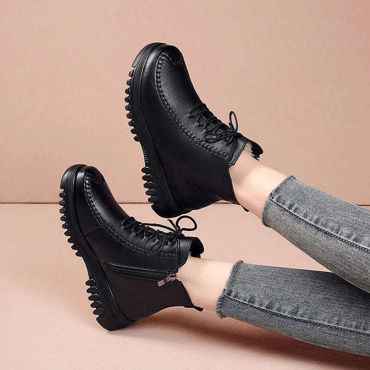 R&B | Damen Warme Leder Martin Stiefel