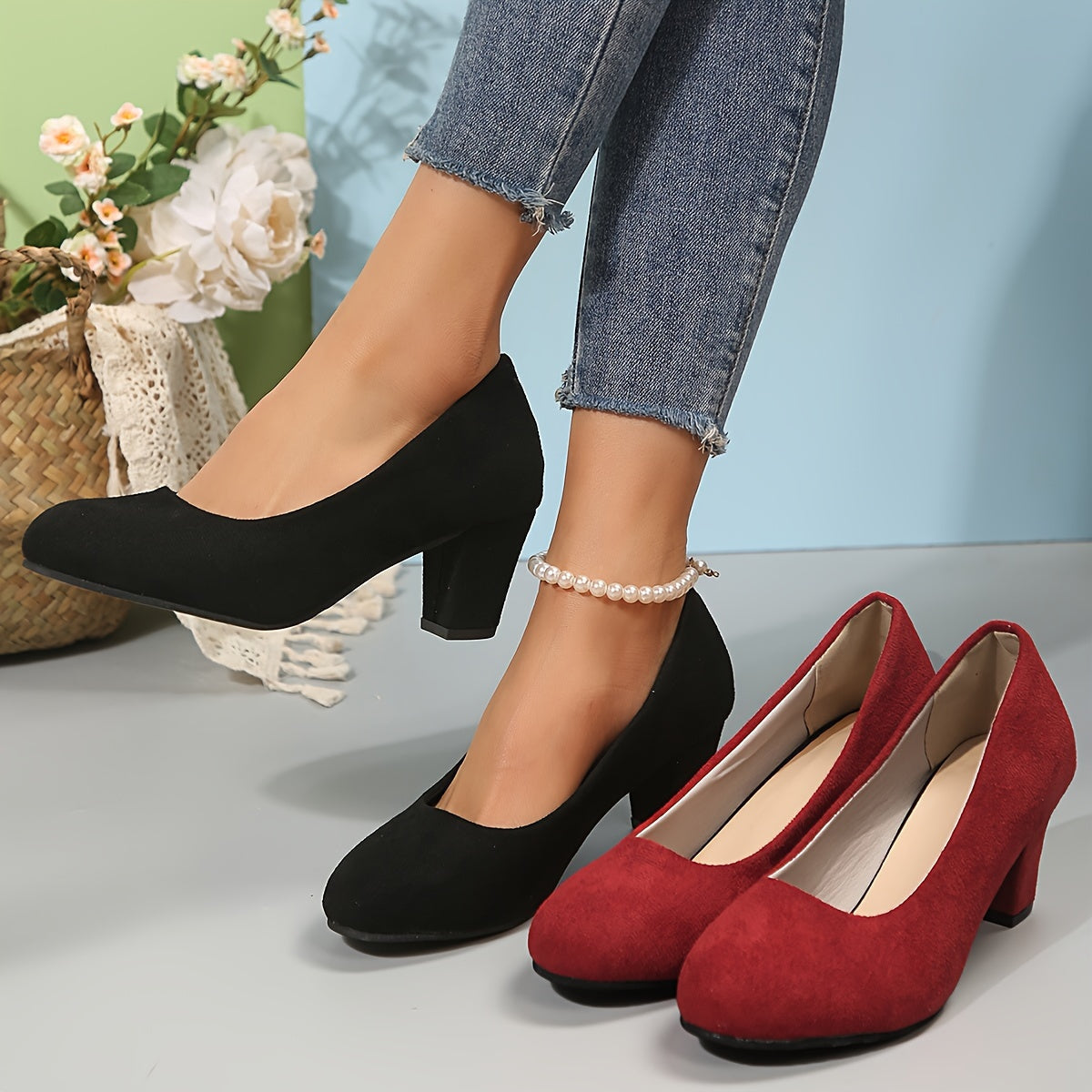 Pumps mit breiter Zehenkappe und stabilem Absatz R&B R&B