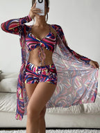 R&B | Bedrucktes dreiteiliges Bikini-Set