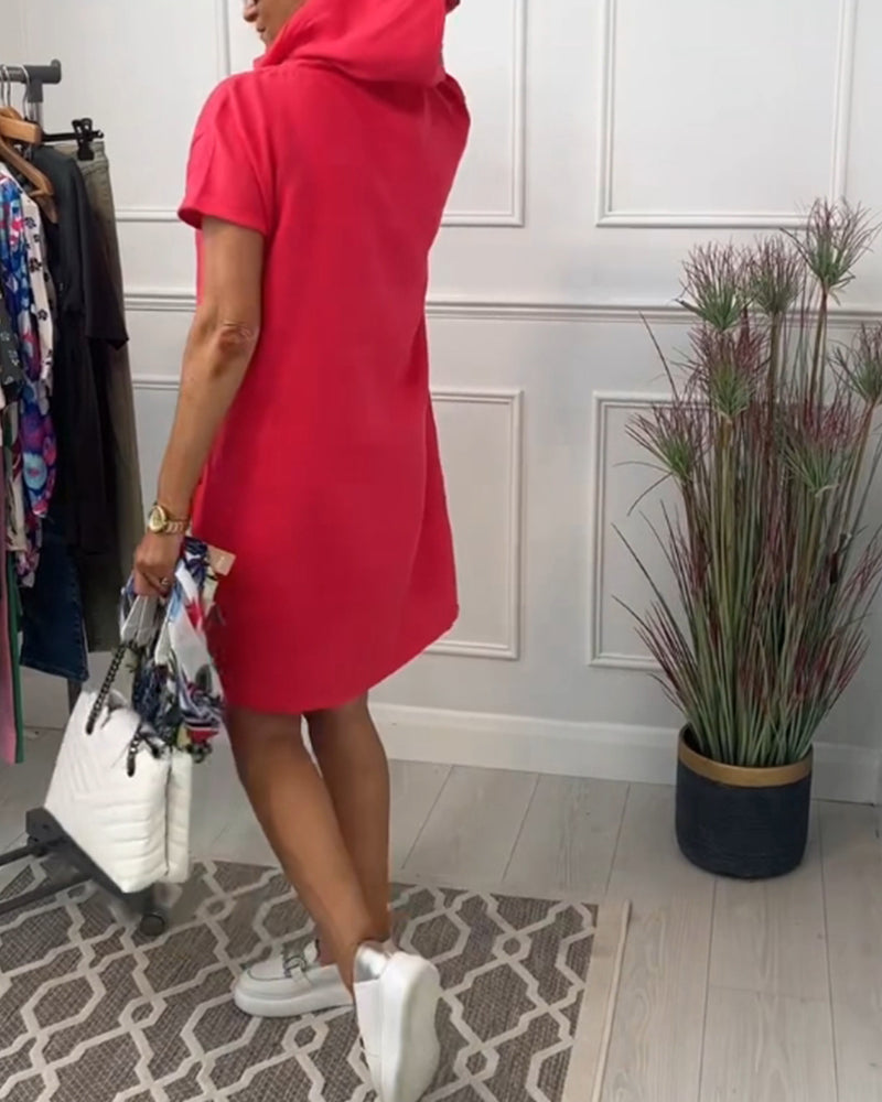 R&B | Kurzärmliges Freizeitkleid mit Kapuze