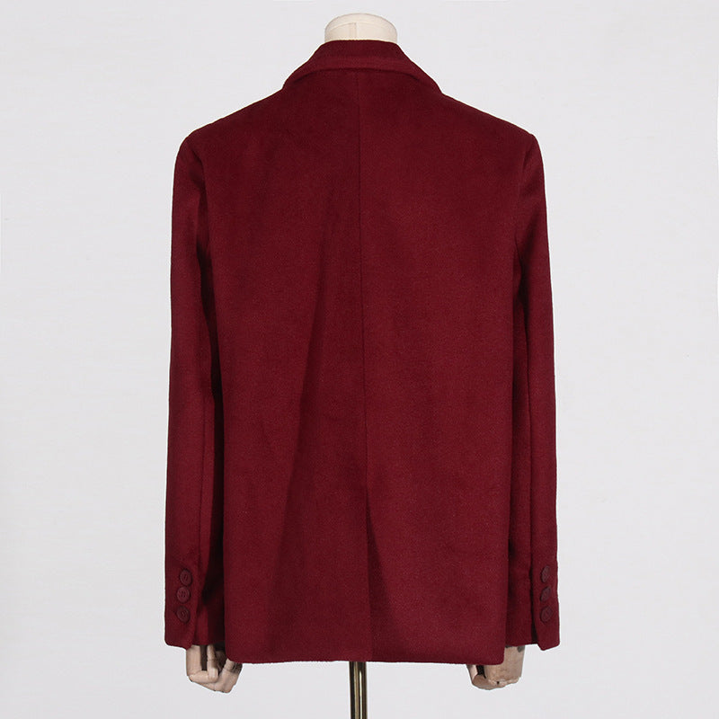 R&B | Warme Damen Wolljacke mit Gürtel und Kurzer Passform