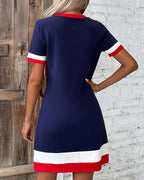 R&B | Kleid Kurzärmlig Kontrastband