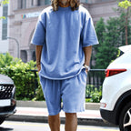 R&B | Lockeres T-Shirt Shorts einfarbiges Set