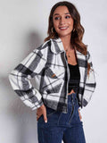 R&B | Karierter Knopf-Front-Jacke mit Taschen