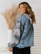 R&B | Geometrische Rohsaum Denimjacke
