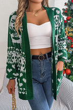 R&B | Dunkelgrüner Weihnachts-Langarmcardigan