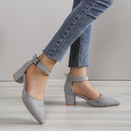 R&B | Damen Sandalen mit Blockabsatz Schnürung, mit Knöchelriemen, Elegant