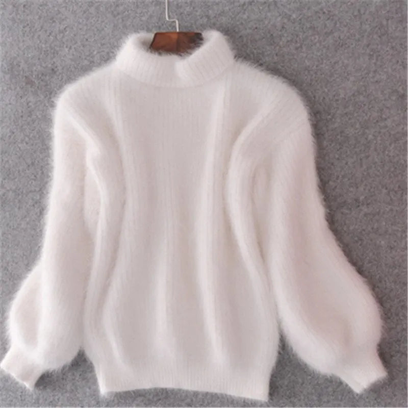 R&B | Lockere gestrickte einfarbige Pullover | Vintage Angora Pullover