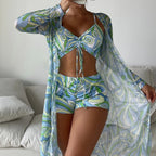 R&B | Dreiteilige Bluse mit hoher Taille und langen Ärmeln mit Kordelzug