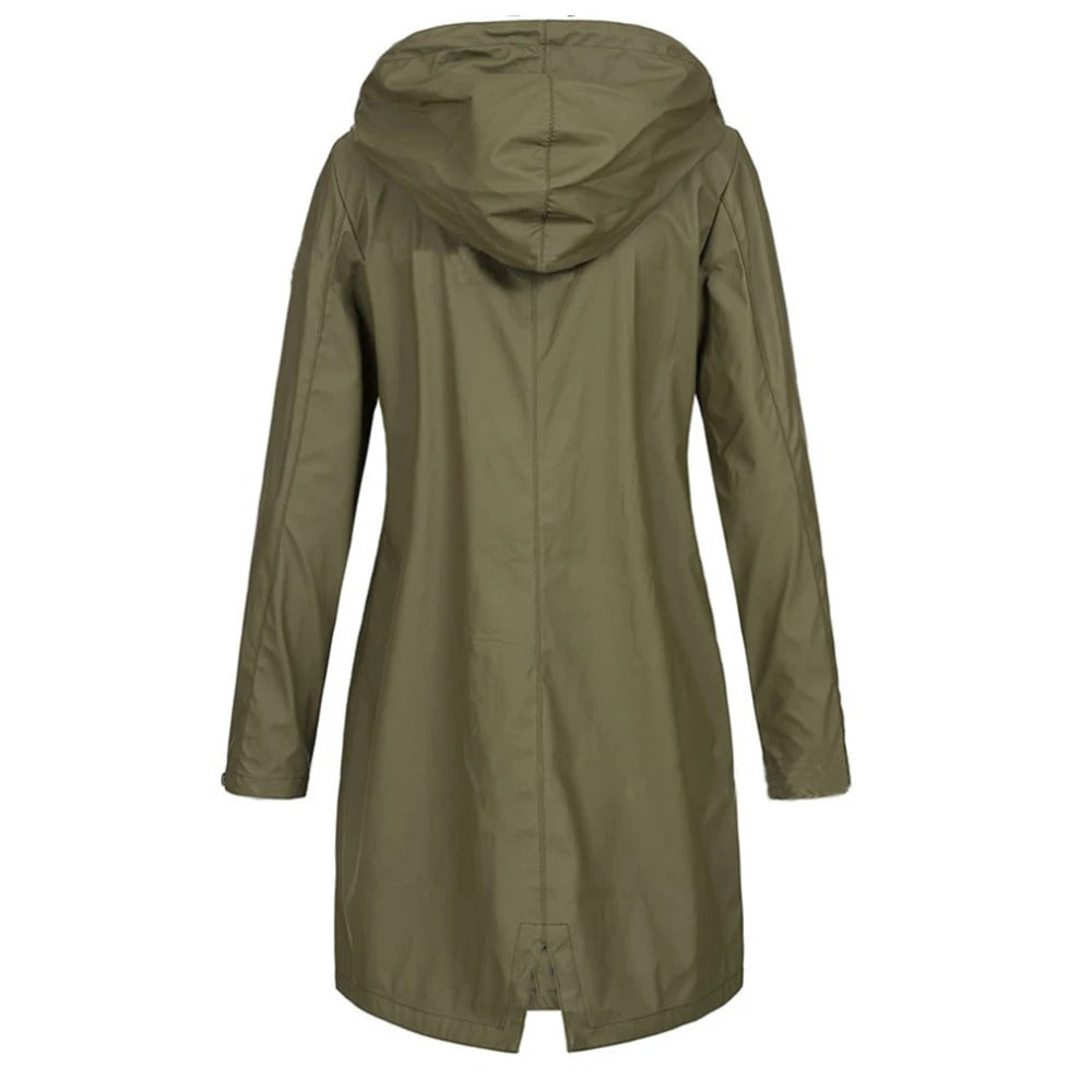 R&B | Damen Langer Herbstmantel mit Hohem Kragen & Knopfleiste