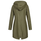 R&B | Damen Langer Herbstmantel mit Hohem Kragen & Knopfleiste