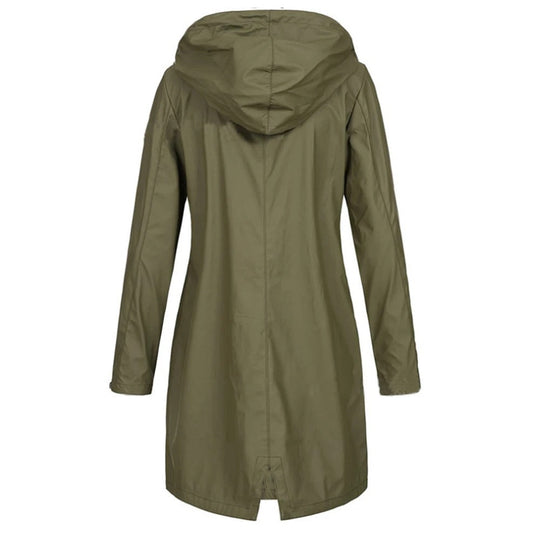 R&B | Damen Langer Herbstmantel mit Hohem Kragen & Knopfleiste