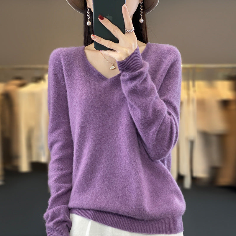 R&B | Lockerer Damenpullover mit V-Ausschnitt für Herbst und Winter
