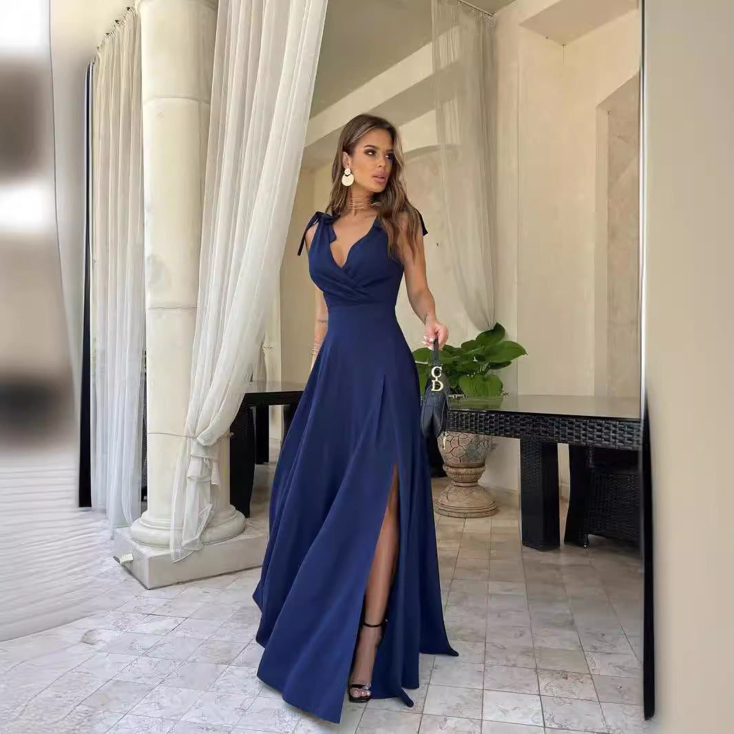 R&B | Abendkleid Langer Plissierter Einfarbiger